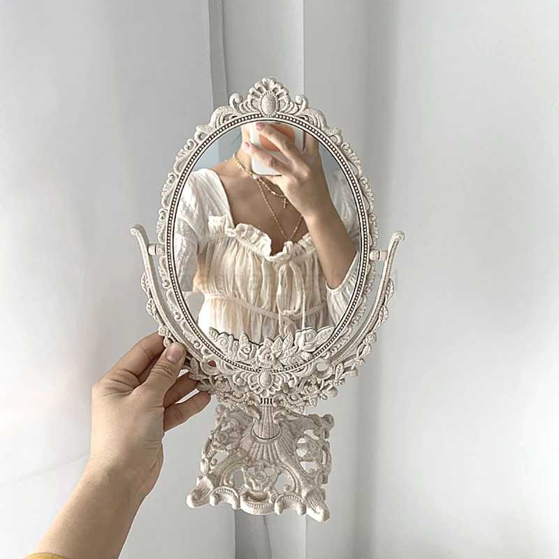 Nordic Makeup Mirror Ins Vintage Decorative Mirror Plastic Cosmetic Mirror Room Home Decor Espejos Decorativos Beauty Tools 1pcsXJ240813
