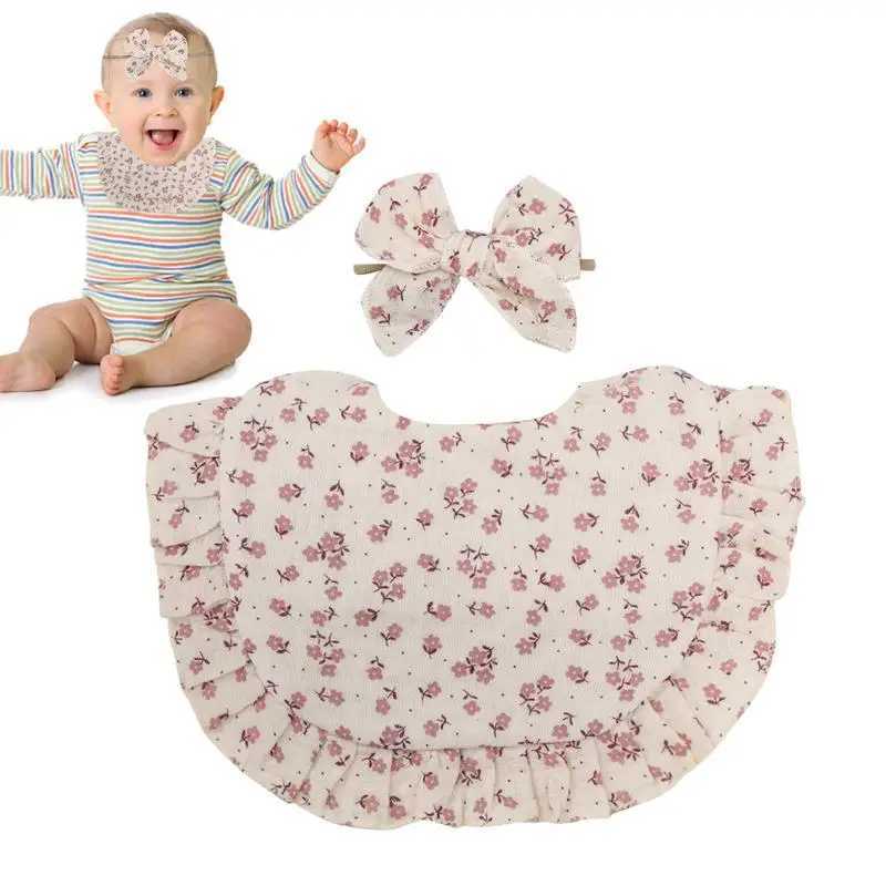 Bibs Burp Cloths Baby Bibs Headbands Bow Nylon Hairbands Double Side Saliva Towel Feeding Burp Cloth Scarf Boys Girls Headwear suppliesL4812