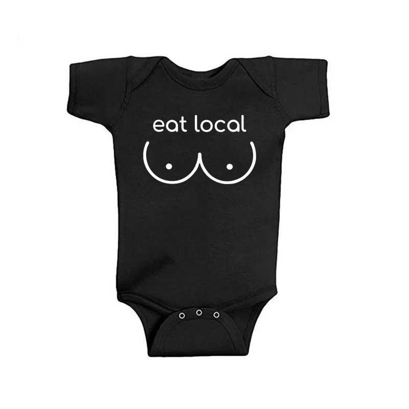 Breastfeeding Eat Local Newborn Baby Tight Clothes Fun Cotton Baby Summer Short Sleeve jumpsuit Casual Boys and Girls Onesie Clothing W240812