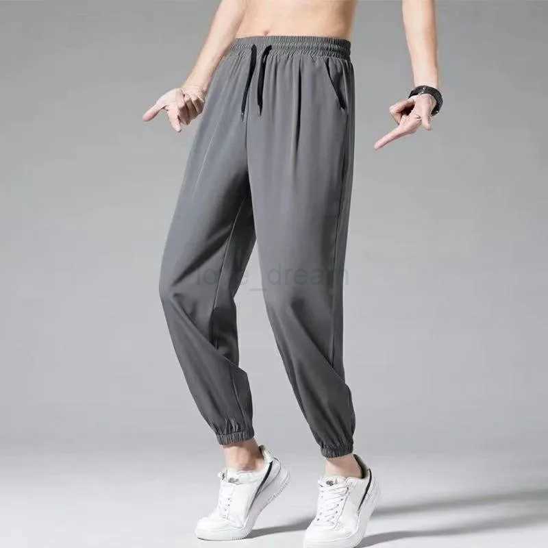 Mens Summer Thin Jogger Hiphop Pants New Men Straight Tube Loose Wide Leg Tied Casual Sports Pants Fashion Mens SweatpantsXJ240813