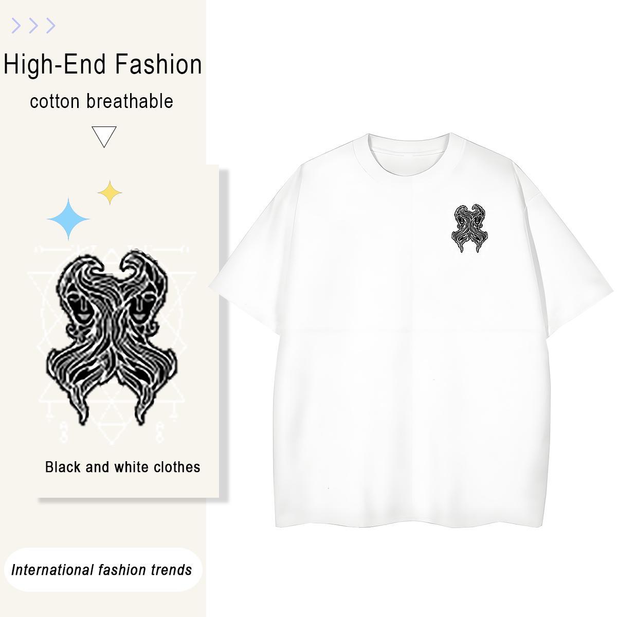 Man T Shirts 230g 100% Cotton creature Home Outdoor Pure Cotton Custom Cartoon Tshirt for Man Woman Factory Direct Loose Fit Tops Shirt