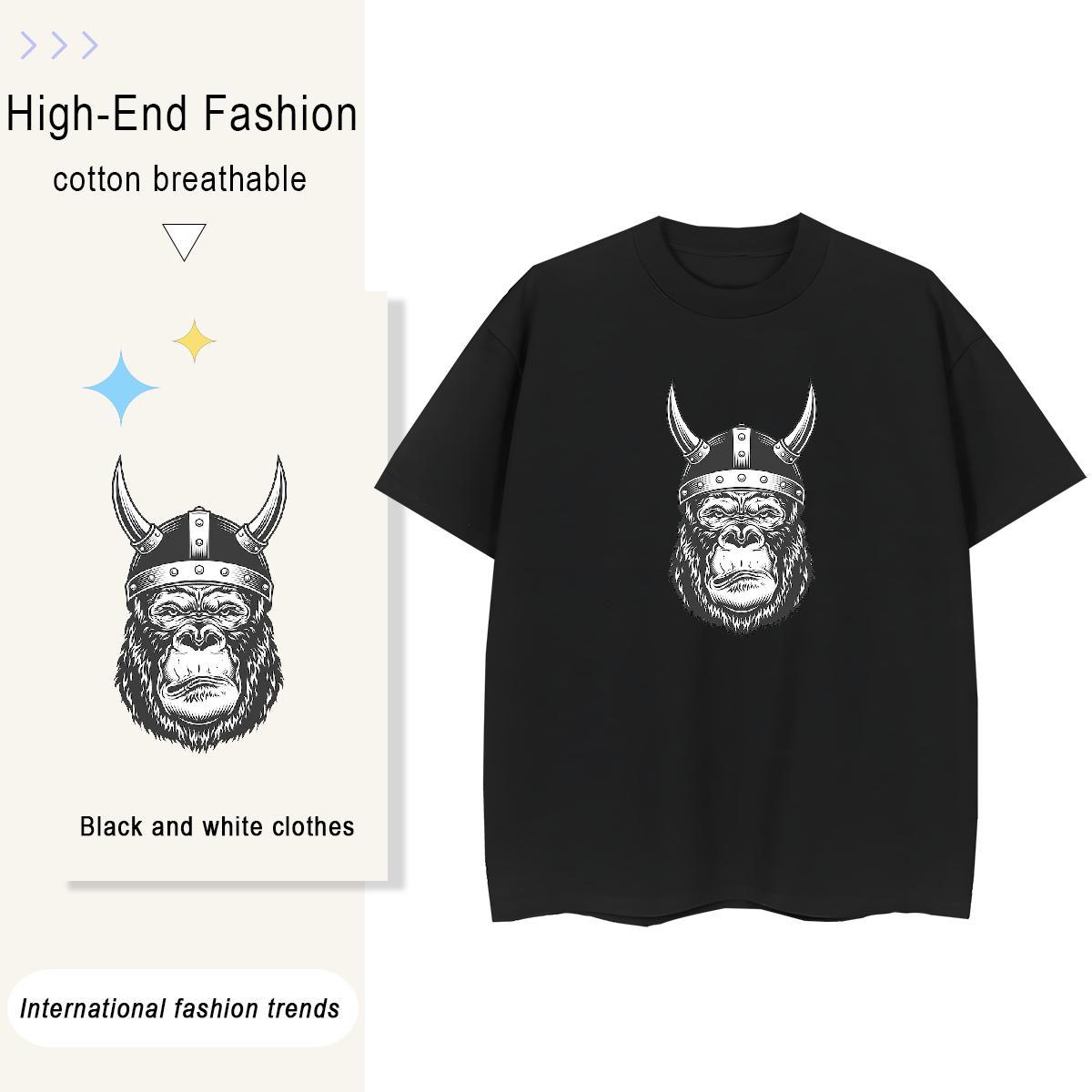 Designer Men Tshirts Daily Outfit 230g Pure Cotton Floral Print Breathable Crew Neck chimpanzee Men T Shirts 2024 DIY Tees Shirts
