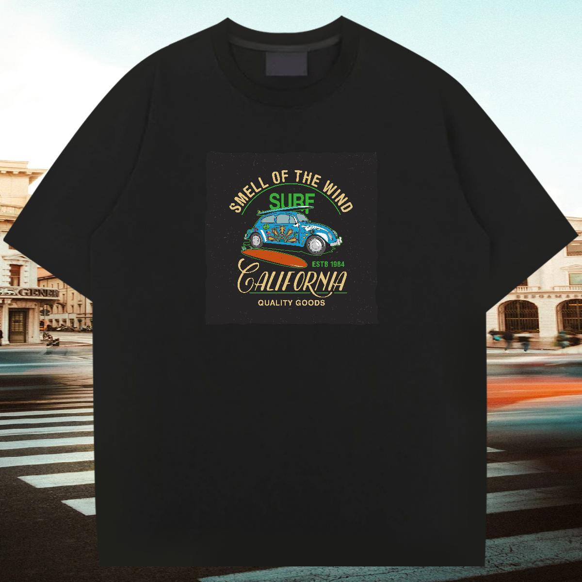 High Quality Men Clothes T-Shirt Street Wear 100% Cotton 230g Floral Print Pure Cotton car T Shirt For Man 2024 Designer Top Tees