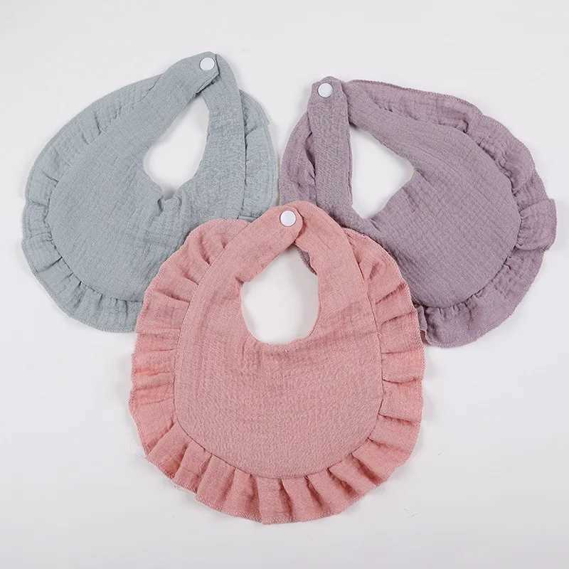Bibs Burp Cloths Baby Feeding Drool Bib Ruffle Solid Color Infants Lace Saliva Towel Soft Cotton Burp Cloth For Newborn Toddler Boys Girls BibsL4812