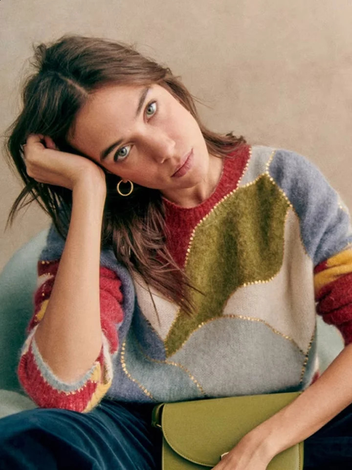 Clearance Sequin Knit Pullover Women Colorful Sweater long Sleeve O-neck Casual Female Sweaters 2024 Spring Casual Lady Outwear 240813