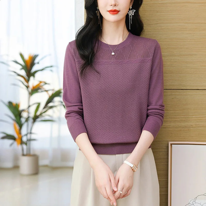 Sweater Women Fashion Long Sleeve Stretch Tops Women Knitted Pullovers Long Sleeve Bottoming Knitted Sweater 240812