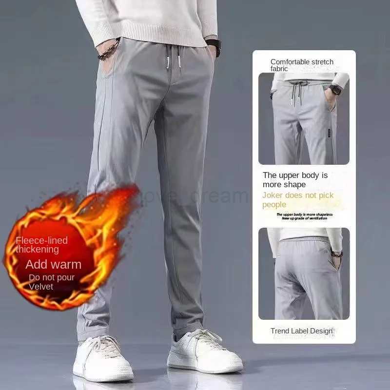 Casual Jogger Pants Autumn And Winter Korean Version Slim Fit Straight Leg Mens Fashion Elastic Waisted Trendy Mens ClothingXJ240813