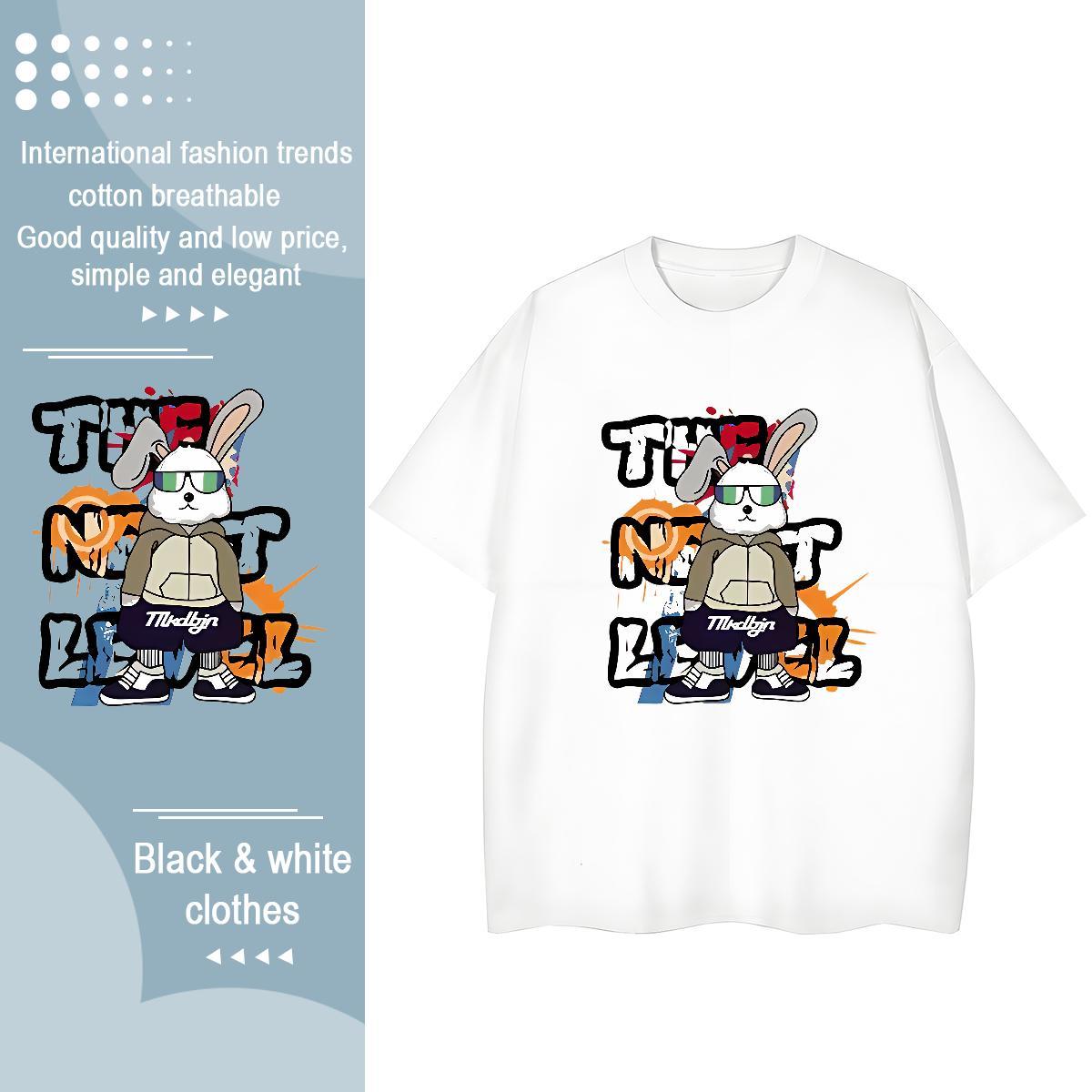 Cool Design Men T Shirts rabbit Crew Neck Breathable Street Casual Black Oversized 100% Cotton 230g Men Tees Factory Direct Tees Shirts