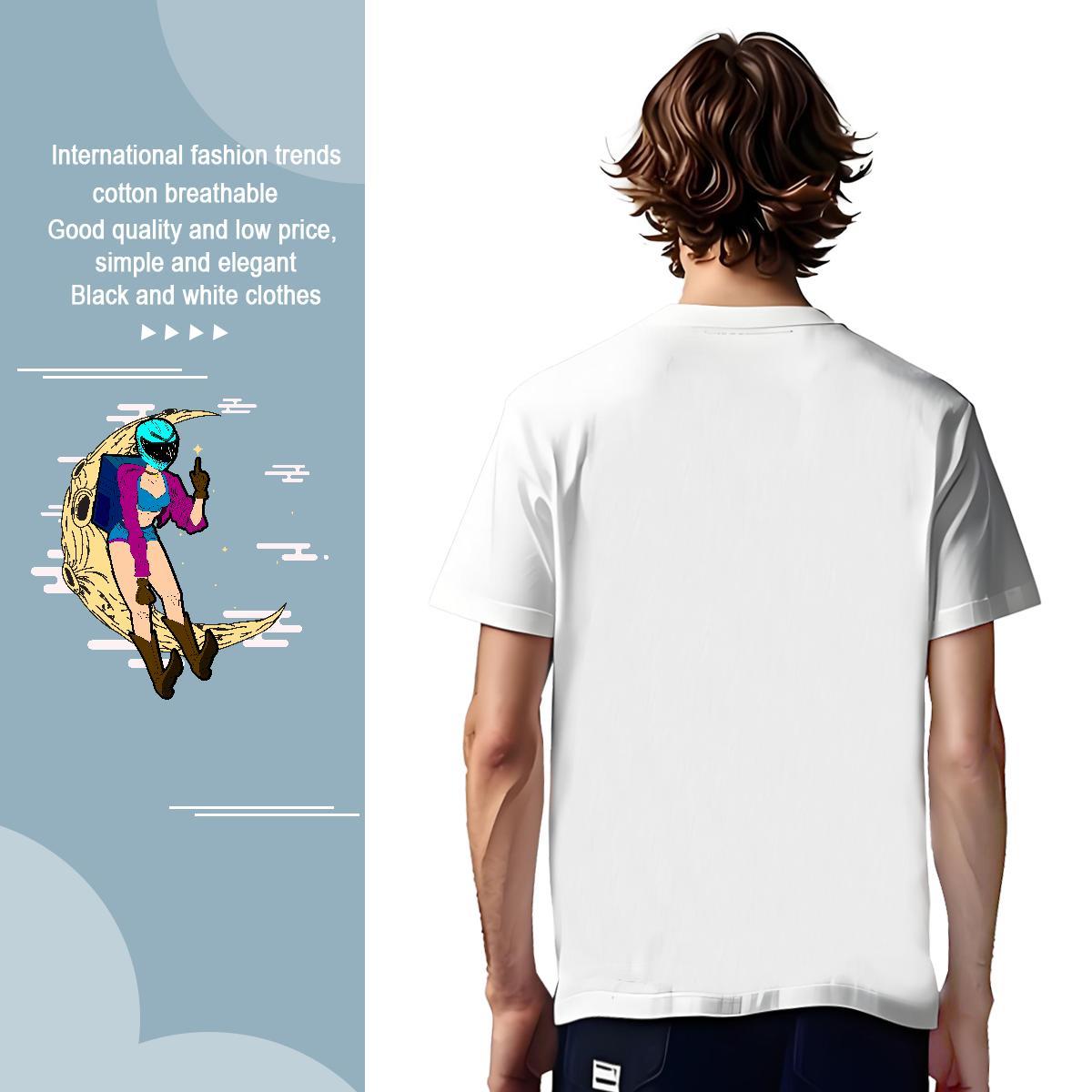 T Shirts Men 230g Pure Cotton planet Beach Breathable Short Sleeve Customized Tshirt for Man Woman New Designer Cool Design Clothes