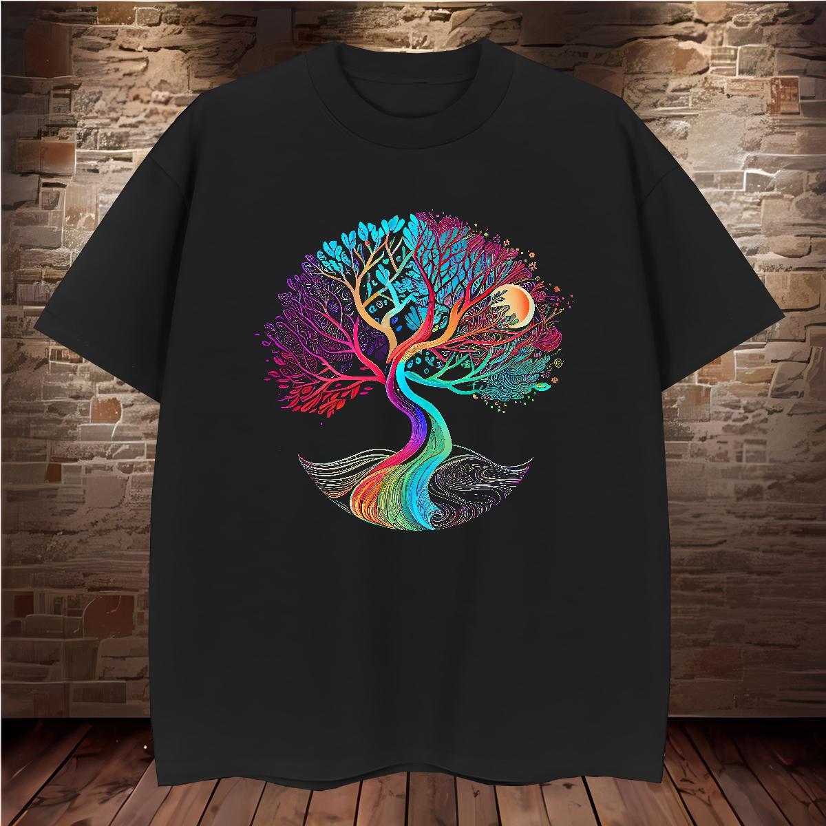 Mens T Shirts 100% Cotton 230g tree Anime Printing Street Short Sleeve O-Neck Oversized 3XL 4XL Couples T Shirts Designer Fashion High Quality Polos