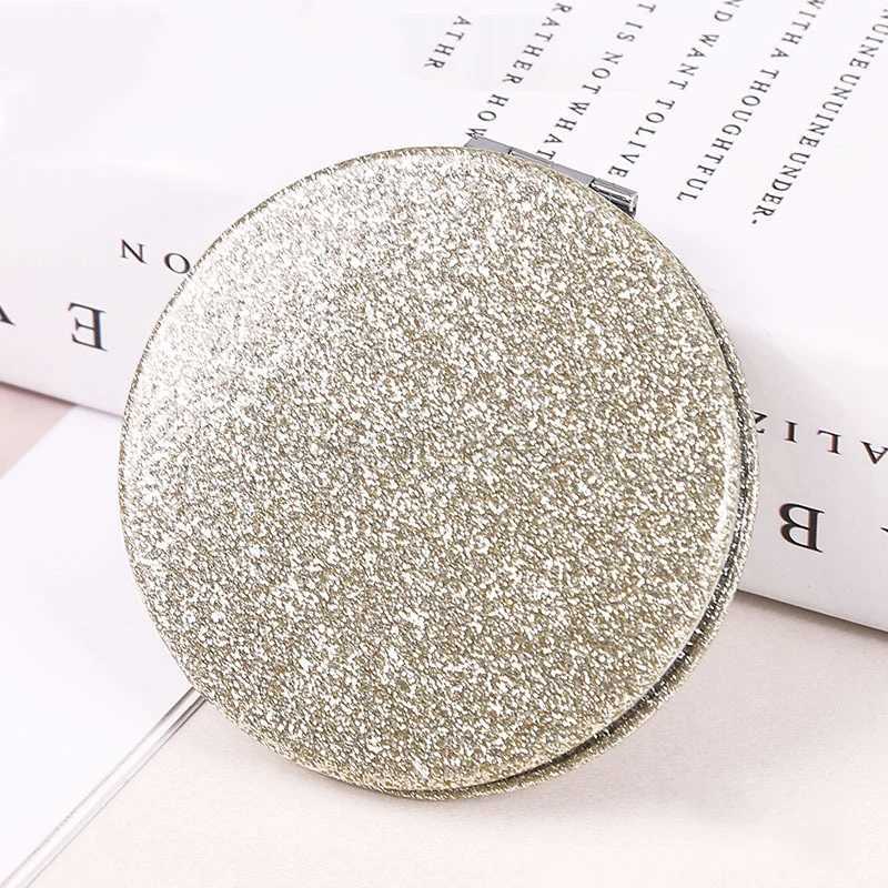 1pc Portable Glitter Round Makeup Mirror Hand Pocket Folding Cosmetic Mirror Double Face Make Up MirrorXJ240813