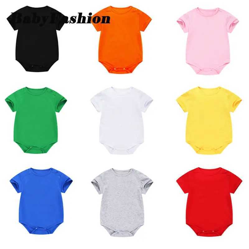 Multi colored soft cotton jumpsuit suitable for infants boys newborns crawling children solid color short sleeves summer jumpsuit girls clothing W2408