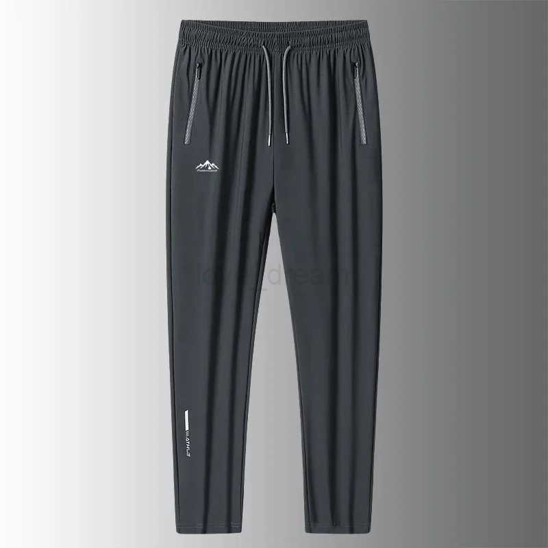 Large Size 7XL 8XL Summer Ice Silk Pants Men Stretch Breathable Straight Quick Dry Gym Sports Jogging Running Casual TrousersXJ240813