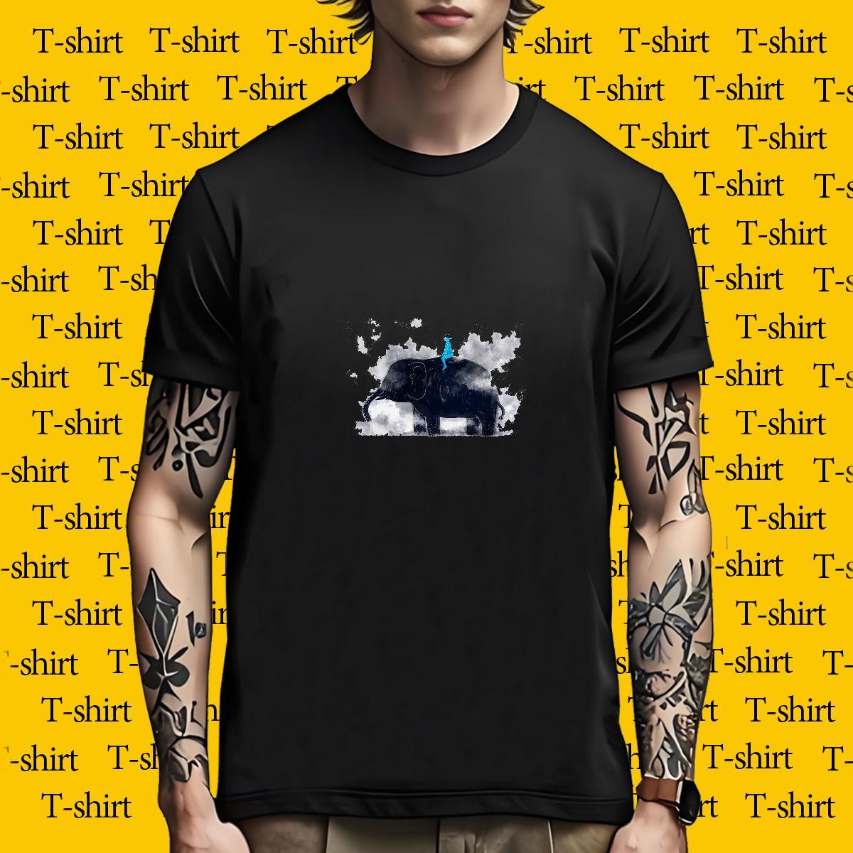 Loose T Shirts Men Elephant Round Neck Short Sleeve Sport Cartoon Printing L-4XL 230g Pure Cotton Mens Tshirts Custom Tees Shirts