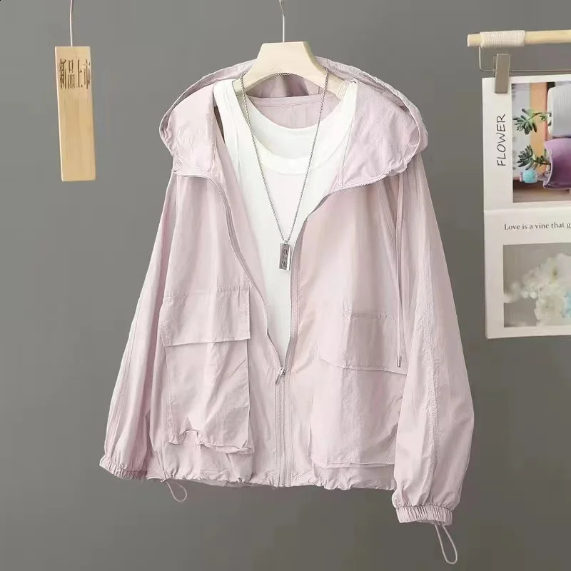 Women Sunscreen Coat Loose Large Size Breathable SunProtective Clothing Jacket Fashion Outdoor Thin QuickDrying Top Female 240812