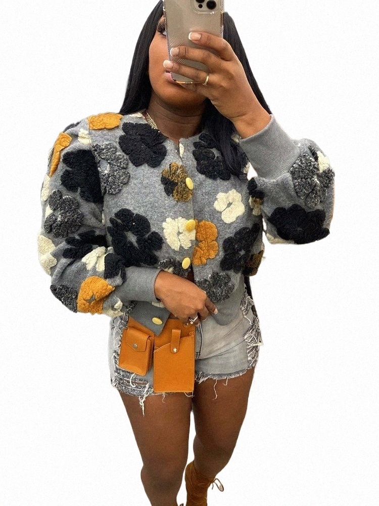 Sibybo Cott Rib Knit Sweater For Woman 3D Fr Single-Breasted Cardigan Coat Street Temperament Casual Pull Hiver Femme S7vm#