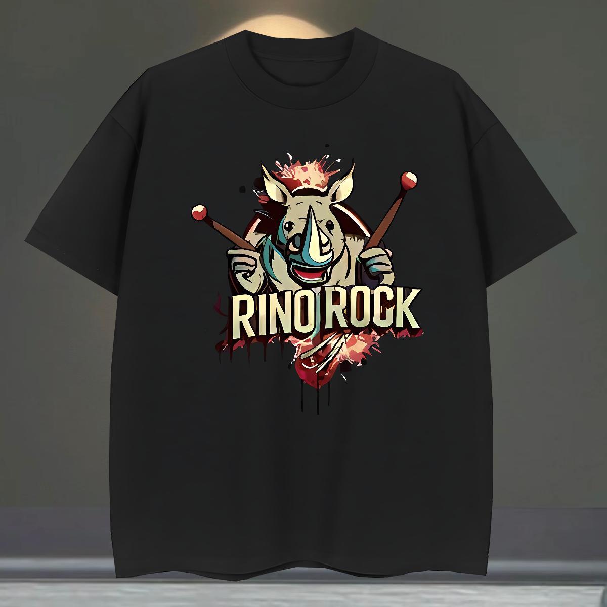 Fashion Tshirts rhinoceros Summer Casual 100% Cotton 230g Polos Breathable Crew Neck Cool Design T-Shirts Asian Size