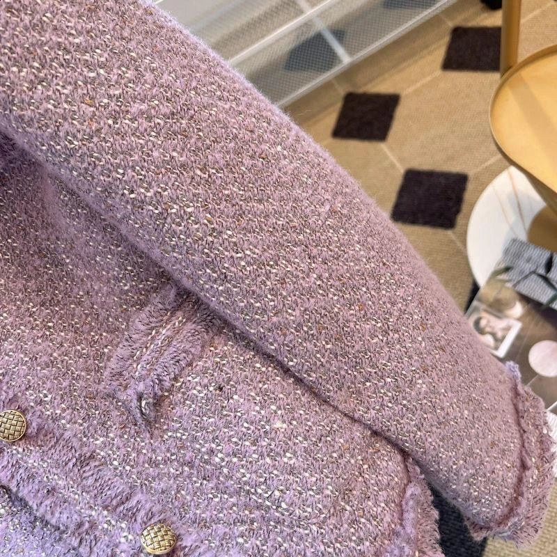 MEXZT elegant coarse woolen jacket womens retro cut single chest autumn winter Korean fashion short outfit 240808