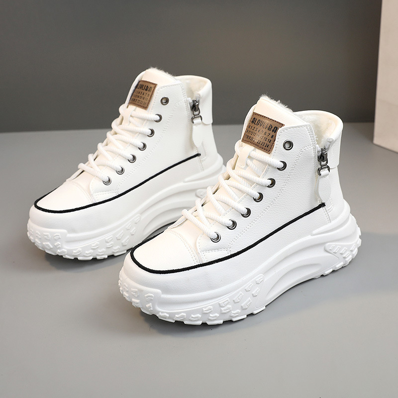 ZY Igh Top For Women In Autumn New S Round Toe Thick Sole Elevated Casual Board Shoes Street Photo Instagram Outdoor