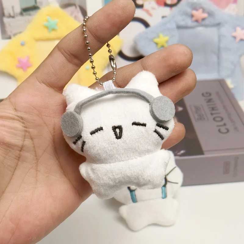 Cute headphones kitten couple keychain mini crying cat doll plush keychain for two mini cats keychain for bag pendant W240808