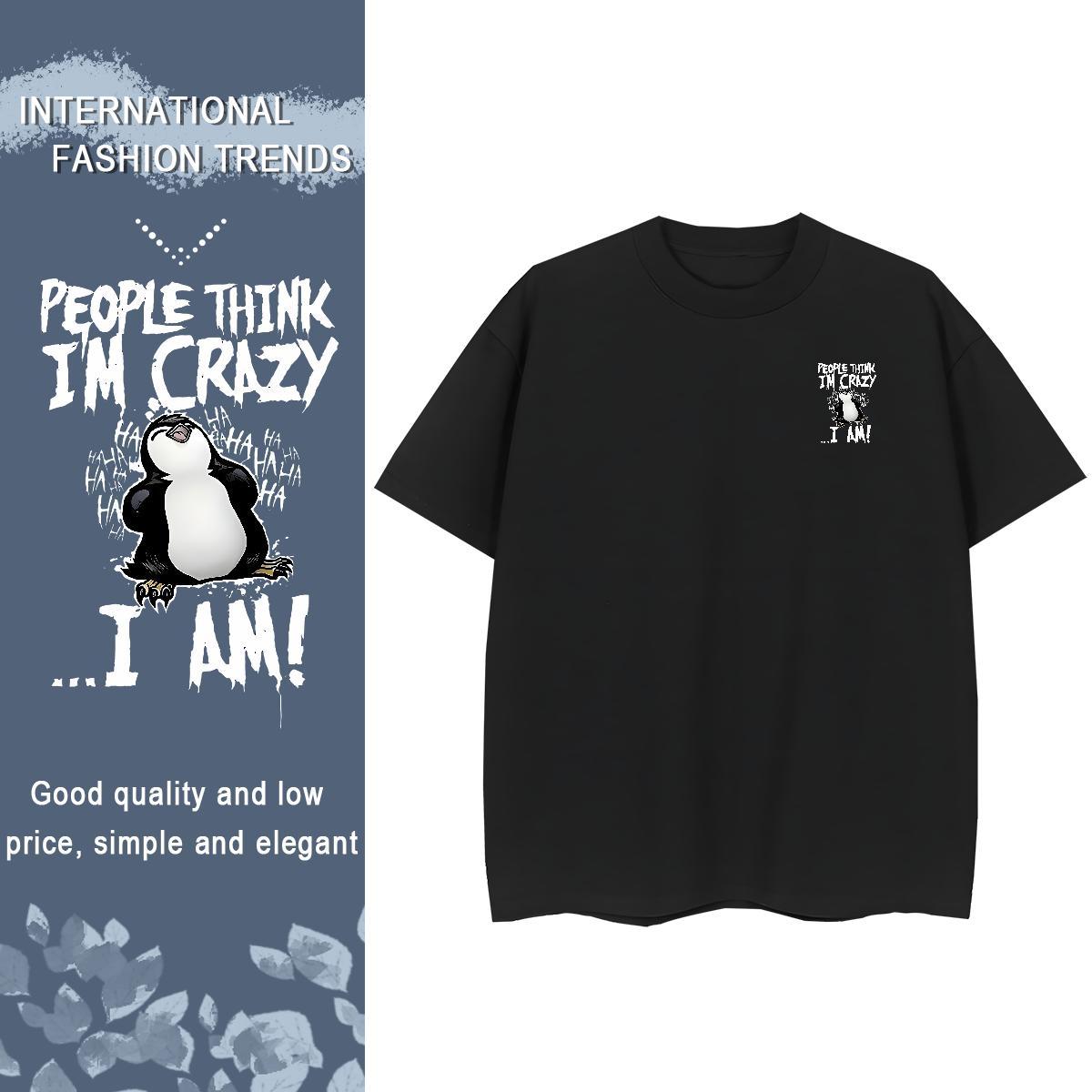 T-Shirts for Men 230g 100% Cotton penguin Street Casual Round Neck Short Sleeve Custom Print Oversized Mens Tshirts New Arrival Loose Tops Tees