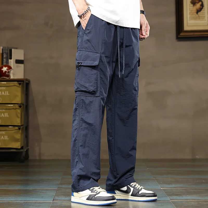 Casual 2024 Spring New Drwastring Waist Full-Length Pants For Mens Outdoor Solid Color Loose Trousers Streetwear Sports JoggersXJ240813