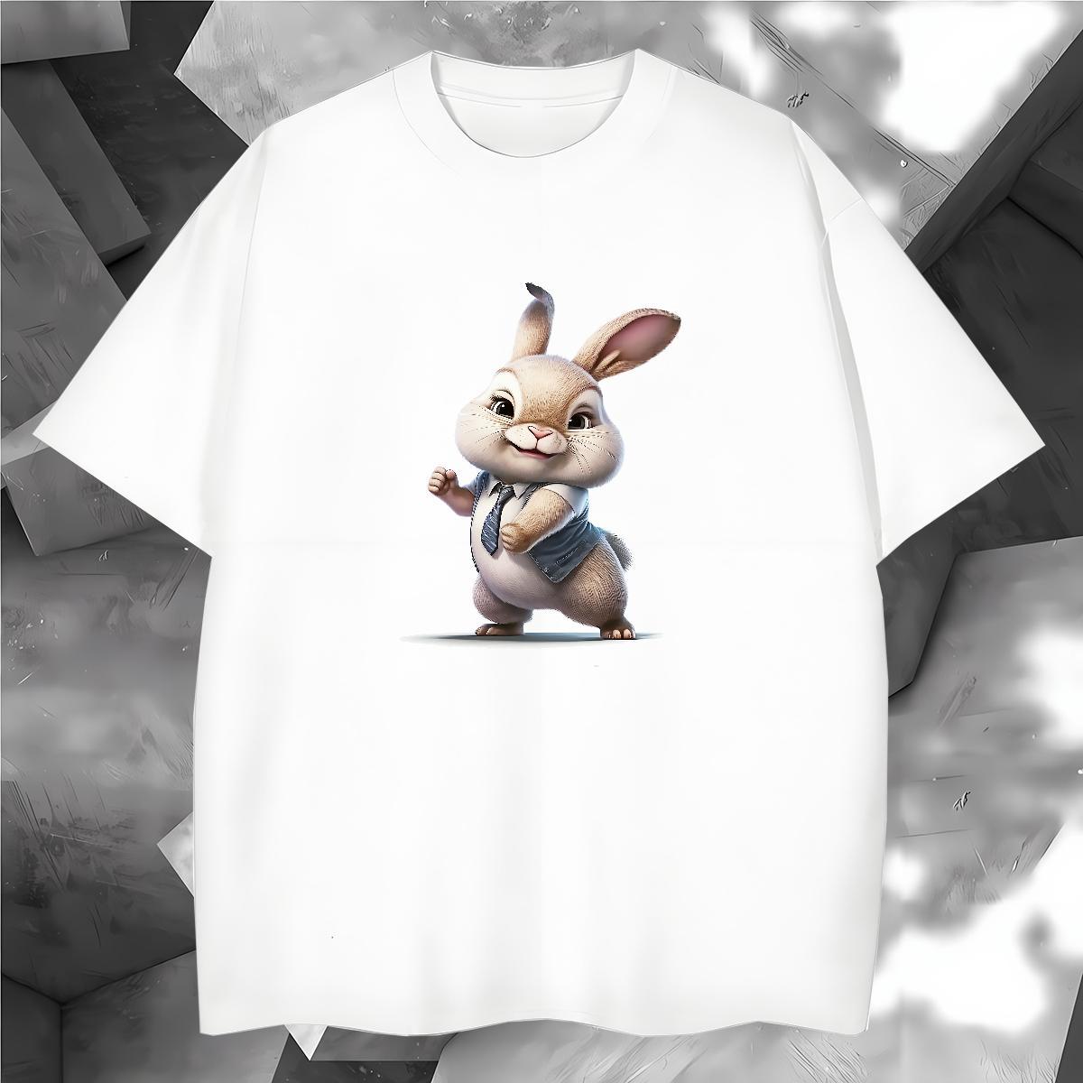 Brand T Shirts Men rabbit O-Neck Short Sleeve Beach Custom Print Oversized 100% Cotton 230g Men Tshirts Classic Clothings