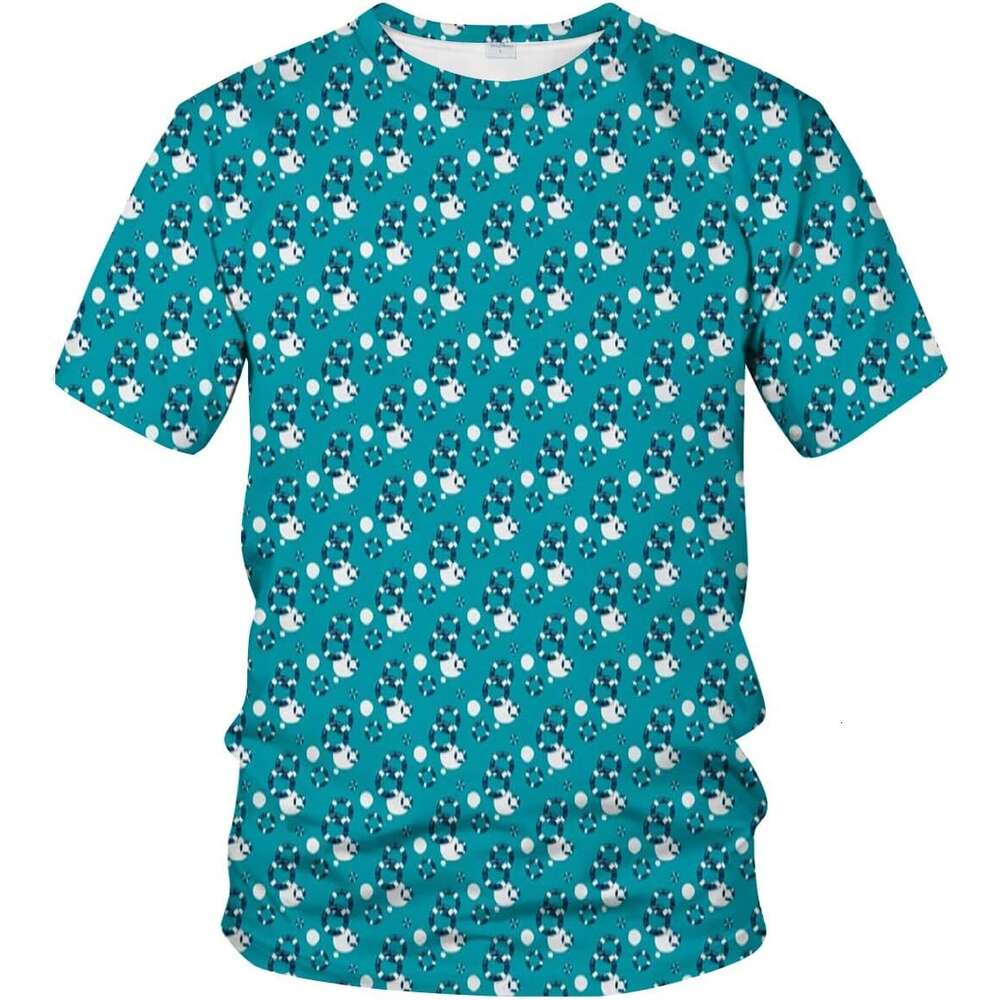 Mens T shirt 3D Novelty T-Shirt Pattern with Blue and White Spots Abstract Geometric Design shirts tshirt graphic tee Casual tops summer clothes Short