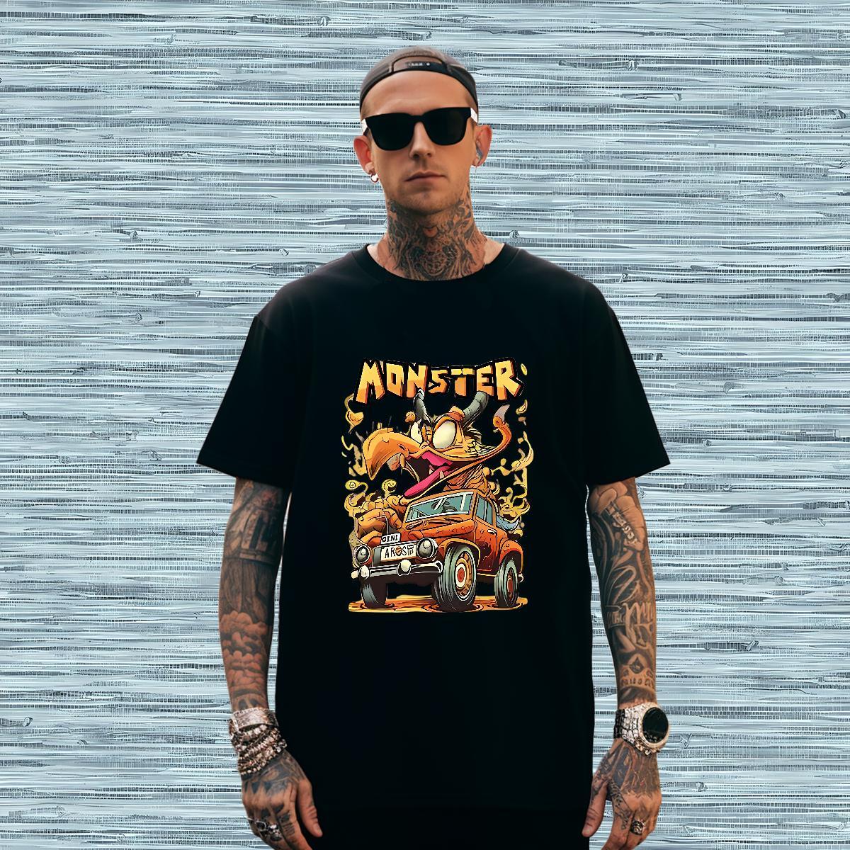 Loose Fit car T Shirt For Man Spring Summer Men Tees 230g Pure Cotton Classic Casual Breathable Short Sleeve Customized Print Tees Shirts