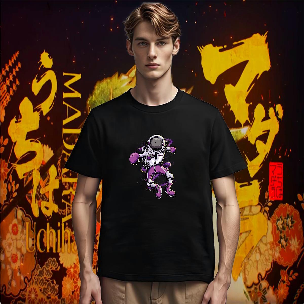 T Shirts Men 230g Pure Cotton cosmonaut Beach Breathable Crew Neck Black Oversized Tshirts New Designer Wholesale Polos