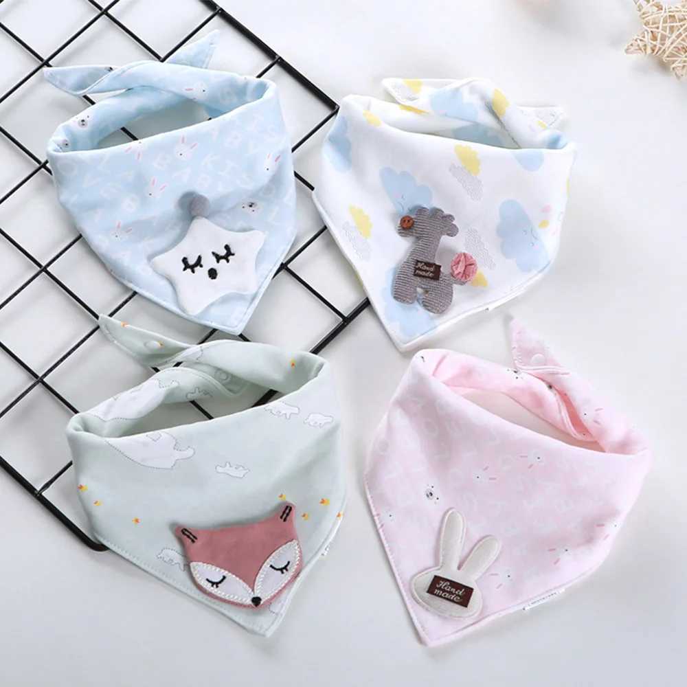 Bibs Burp Cloths 4 pieces/lot Baby Bibs Drooling Cotton Baby Scarf Burp Cloth Bandana Bibs Newborn Baby Boy Infant Girl Toddler Stuff AccessoriesL4812