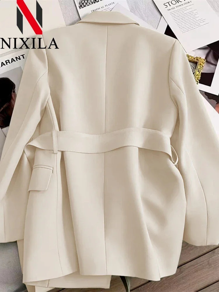 in Spring Autumn Blazer for Women 2024 Outerwears Office Lady Coats Loose Fit Retro Women Clothing Elegant Womens Jacket o240813