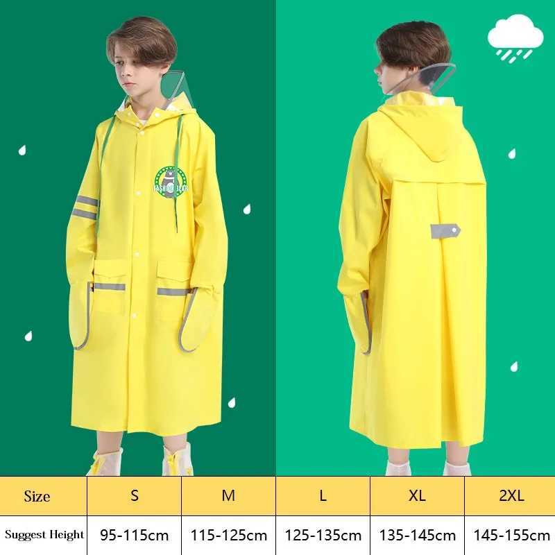 Children Kids Raincoat Boys Girls Thickening Rain Coat Poncho Jacket Outdoor Hiking Student Rainwear With Bag Space High Quality Y240810