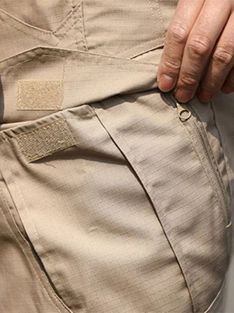 Trendy Elastic Waist Lace Cargo Pants American Style Casual Straight Mens Loose Solid Multi Pocket 240812