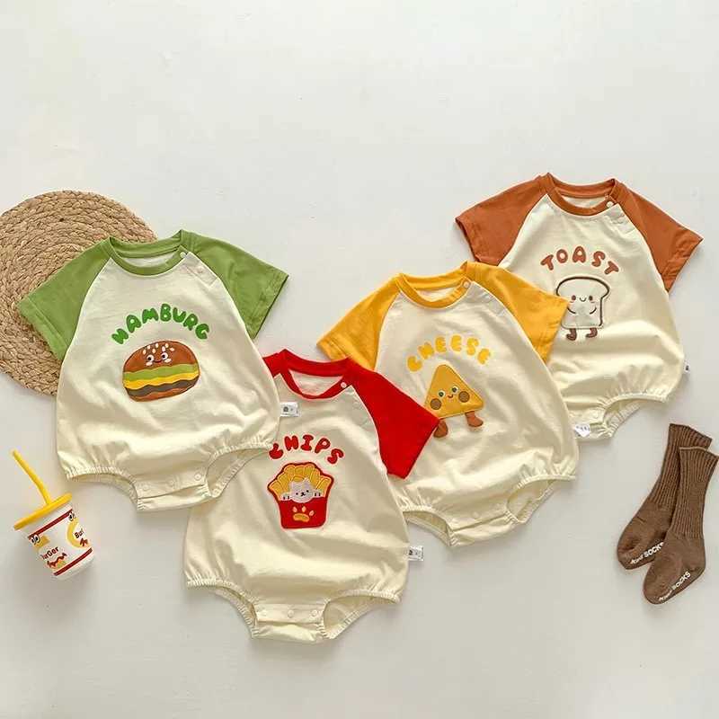 Summer Cute Cartoon Baby Triangle jumpsuit Thin Style Newborn Boys and Girls Snap Button Soft Breathable Short Sleeve Dress W240812