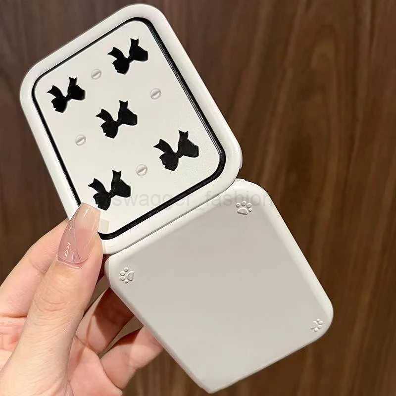 Bowknot Flip-Top Folding Makeup Mirror Portable Pocket Mirror Women Rectangle Cosmetic Make Up Mirror With CombXJ240813