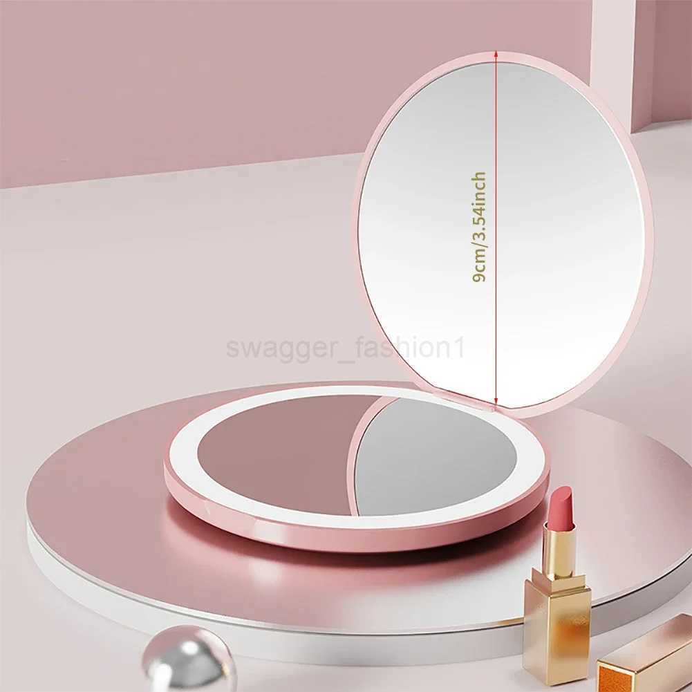 Makeup Mirror Light Mini Portable LED Light Hand Hold Cosmetic Mirror Foldable Lightweight Mini Design Pocket MirrorXJ240813