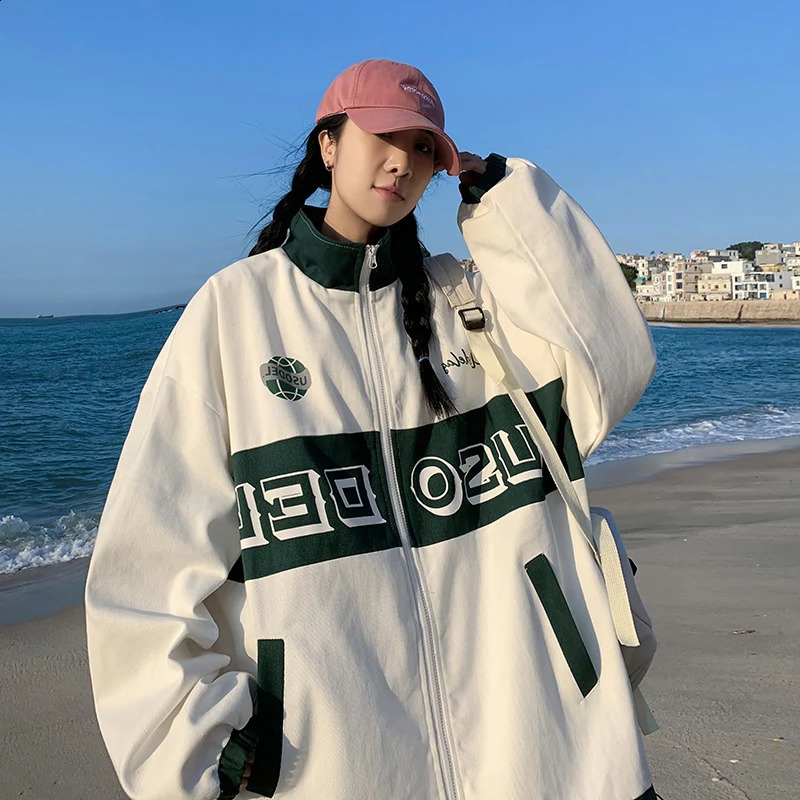 Sping Korean Fashion Varsity Jacket Mens Splicing Work Windshield Letter Printing Coats Color Block Thin College 240812