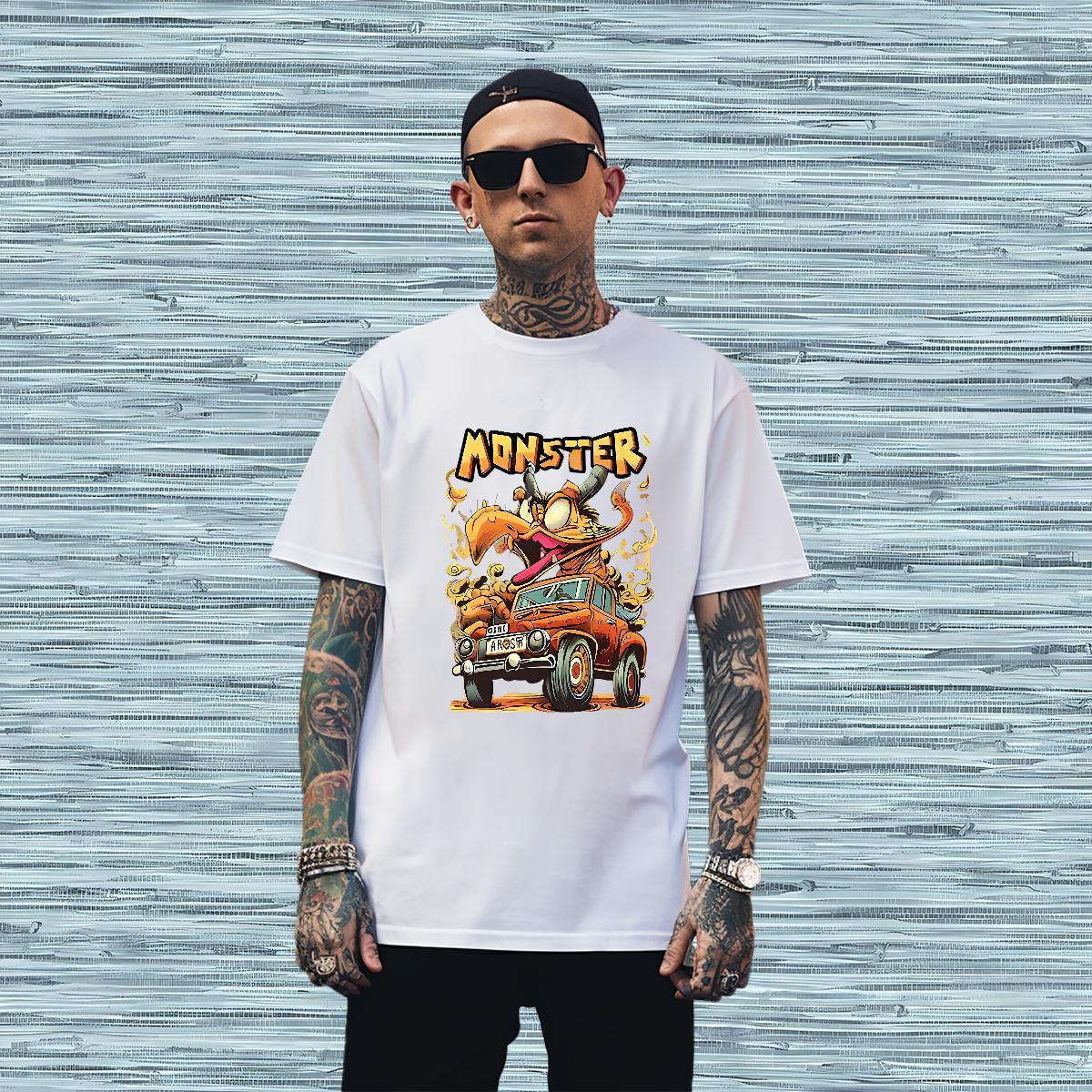 Loose Fit car T Shirt For Man Spring Summer Men Tees 230g Pure Cotton Classic Casual Breathable Short Sleeve Customized Print Tees Shirts