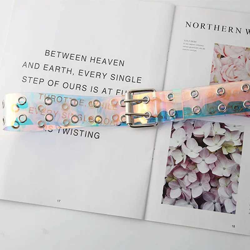 2024 Double Row PVC Transparent Strap Womens Fashion Pin Buckle Womens White Belt Trouser Transparent Strap Womens Jeans Strap W240807
