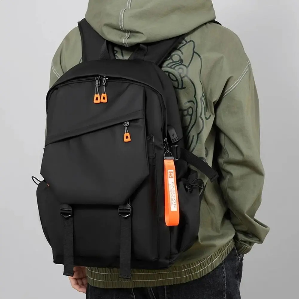 Oxford cloth mens backpack large capacity multilayer travel laptop with USB charging waterproof student 240813