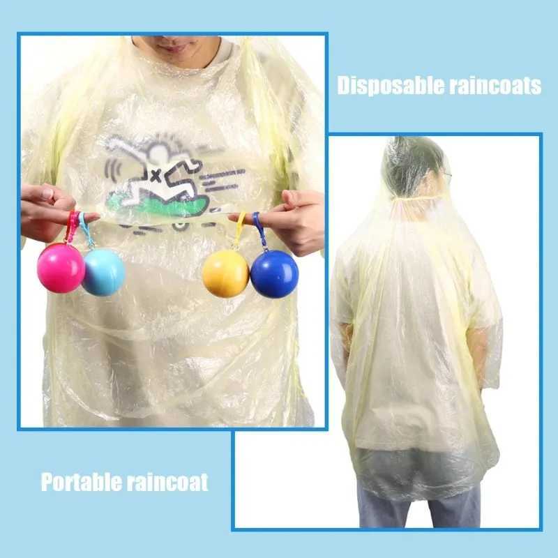 Portable Waterproof Raincoat Ball Childrens and Adult Rain Cover Waterproof Rain Gear Mini Chicken Outdoor Emergency Y240810