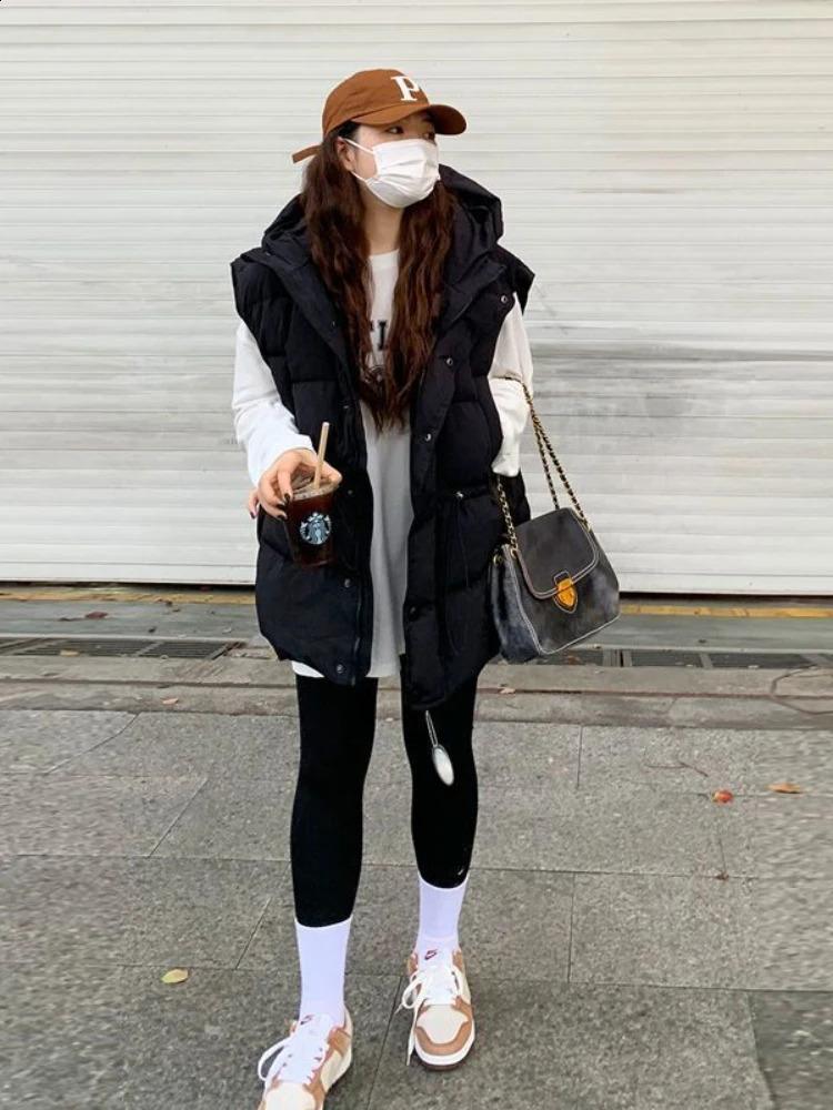 Female Vest Loose Casual Waistcoat Women Sleeveless Fashion Cotton-Padded Thicken Jackets Clothing G833 240813