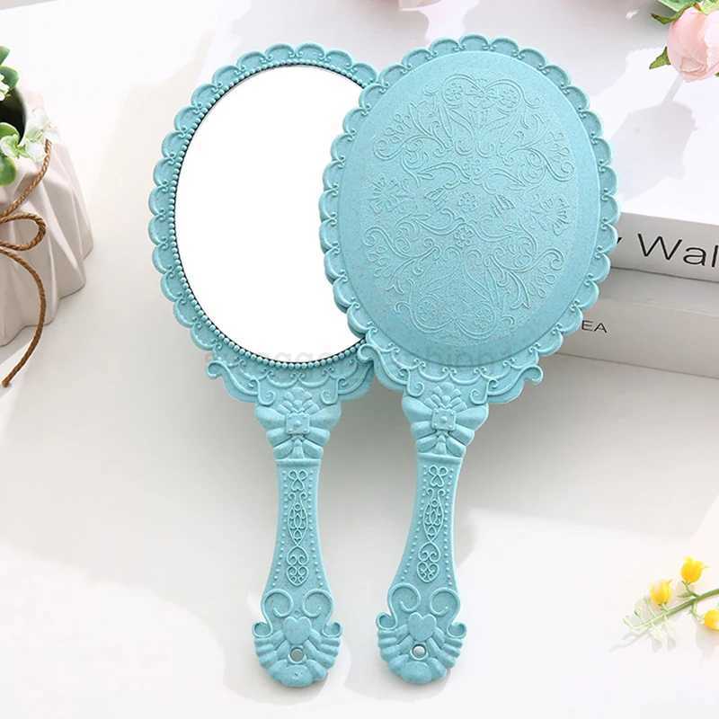 Vintage Carved Handheld Vanity Mirror Makeup Mirror Hand Mirror Handle CosmeticXJ240813