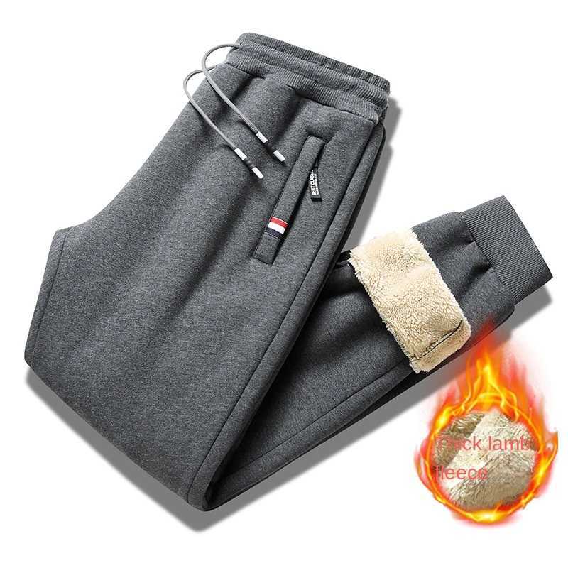 2023 Mens Winter Lamb Wool Thickened Warm Sportswear Mens New Casual Drawstring Jogging Pants Mens High-Quality Cotton PantsXJ240813