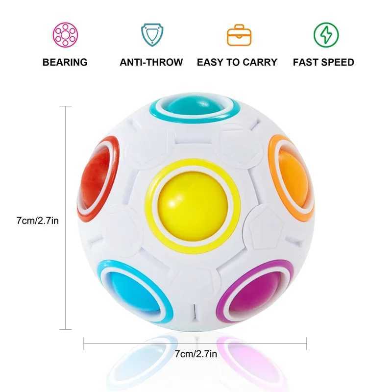 Magic Rainbow Puzzle Ball Fidget Anti Stress Toys for Children Adult Creative Stress Relief Colors Matching Ball Fun Games Gifts Y240810