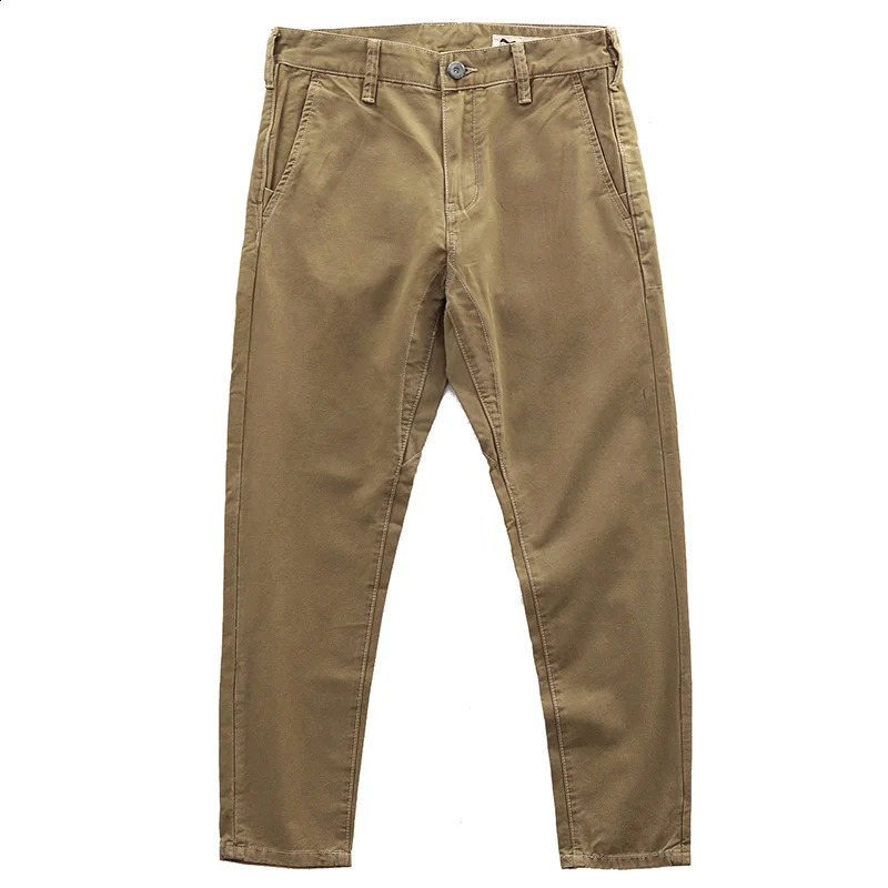 Spring American Retro Twill Amekaji Chino Mens Simple 100% Cotton Wash Ultra Thin Straight Business Casual Pants 240812