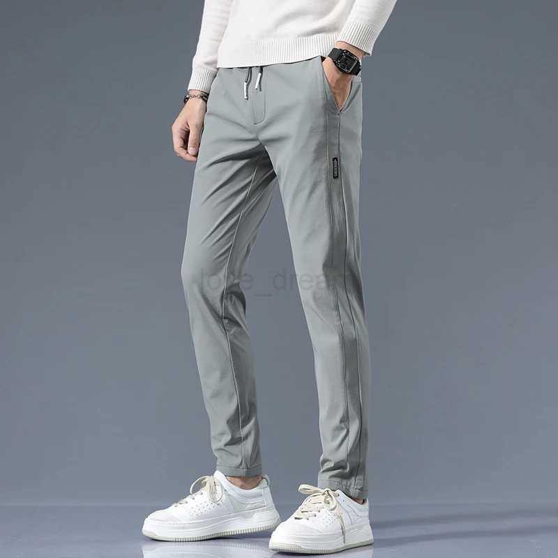 Stretch Casual Pants Men Classic Lightweight Slim Fit Trousers for Men Summer Straight Drawstring Joggers Solid khaki Pants MaleXJ240813