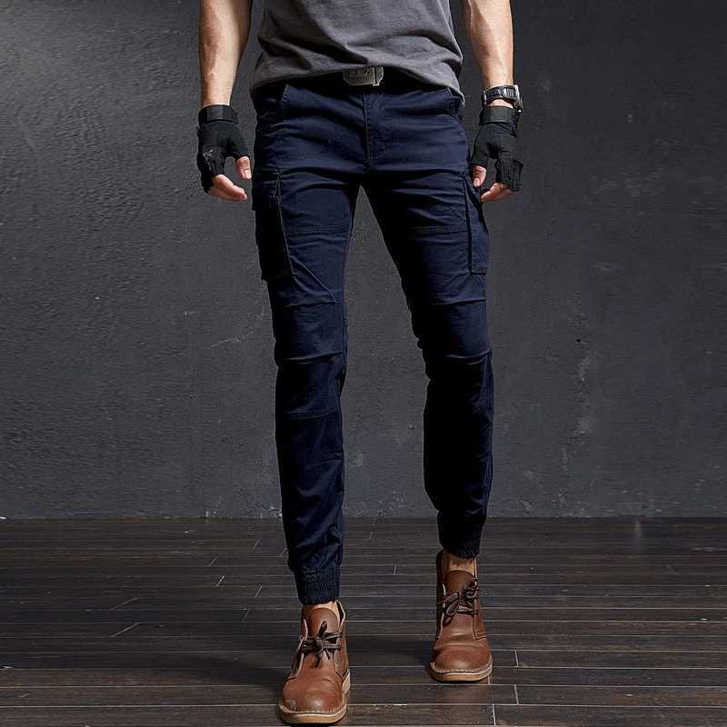 2024 New High Quality Khaki Casual Pants Men Tactical Joggers Camouflage Cargo Pants Multi-Pocket Fashions Black TrousersXJ240813