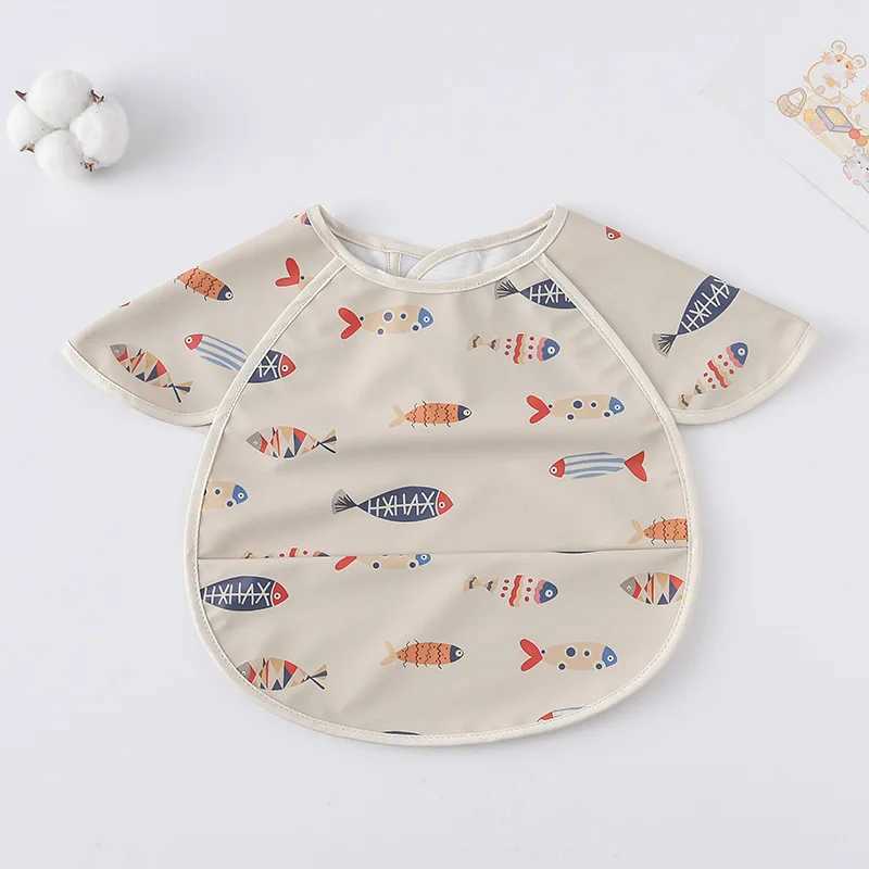 Bibs Burp Cloths New Short Sleeve Washcloth Baby Bibs Cute Waterproof Feeding Apron Bib Soft Burp Cloth For Toddler Boy Girl Bandana BibsL4812